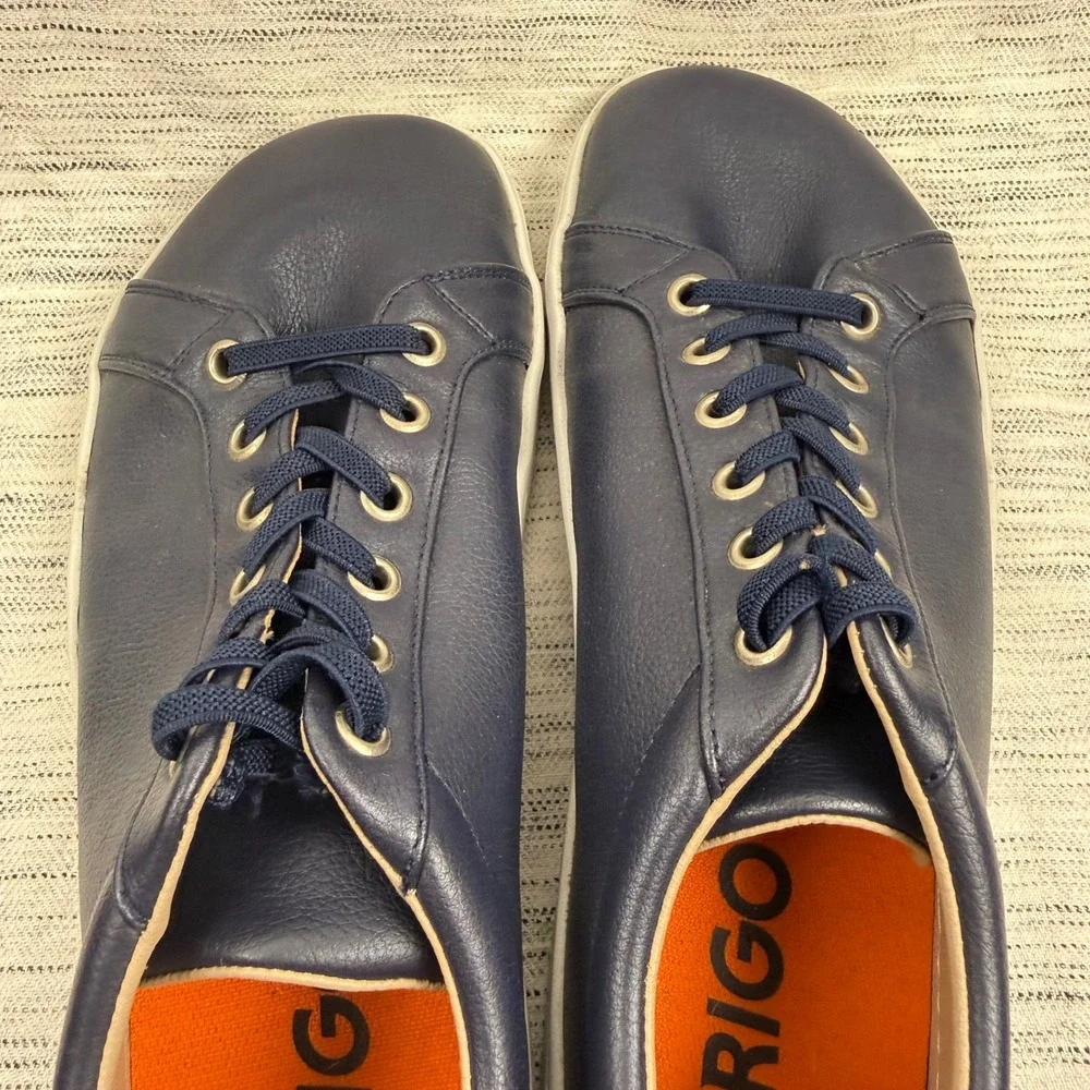 Origo Men's Navy Blue Natural Leather Everyday Sneaker Lace Up Size 8 Barefoot